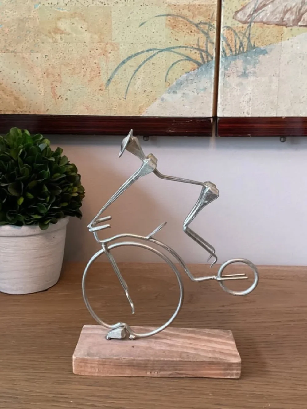 Metal & Wood Bicycle Sculpture Art Piece